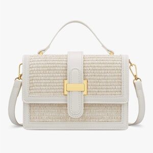 Top Handle Straw Crossbody Bag with Adjustable Strap Summer Straw Purse Clutch